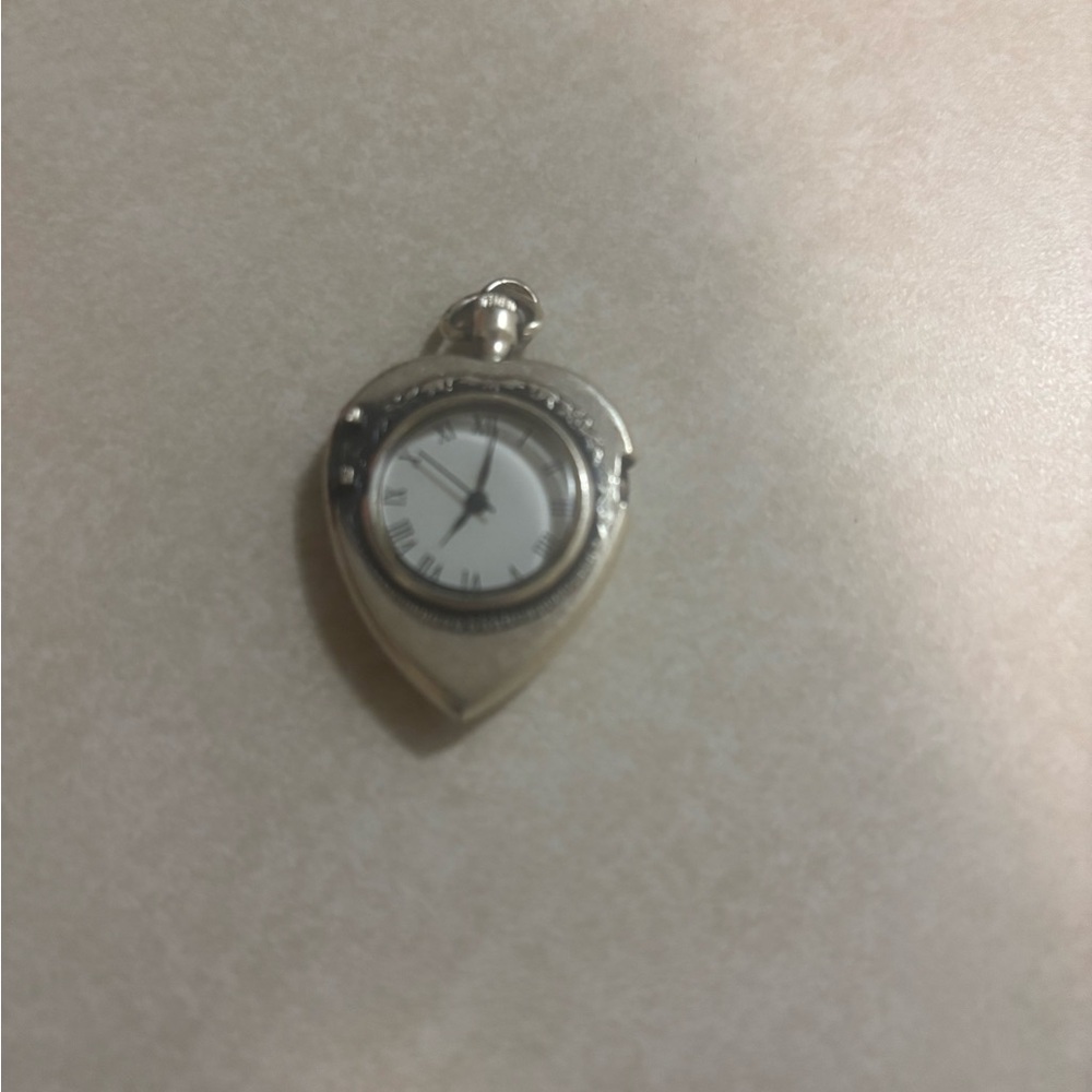 Heart-Shaped Silver Pendant Watch